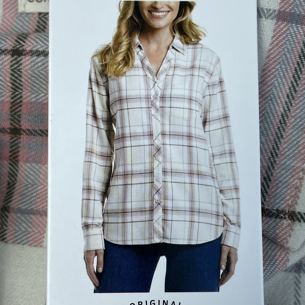 Weatherproof Women's M Plaid Blouse Pink e0285